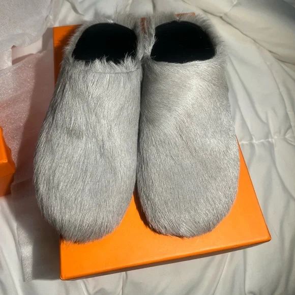 Gray Fur Women's Mules - Picture 3 of 3